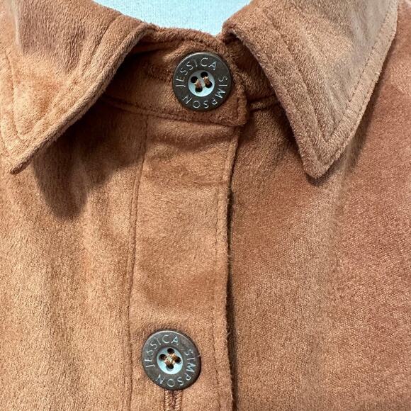 Jessica Simpson Button Front Brown Suede Dress - Picture 11 of 12